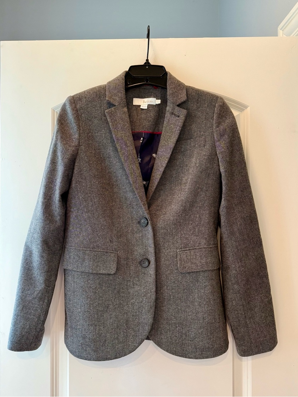 Boden British Tweed Women’s Blazer, Gray, 4